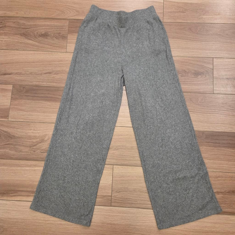 Women's Express Gray Ribbed Knit Wide Leg Lounge Pants Size S